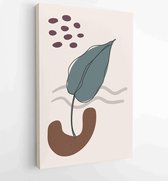 Canvas schilderij - Foliage line art drawing with abstract shape. Abstract Plant Art design for print, cover, wallpaper, Minimal and natural wall art. 3 -    – 1810924411 - 80*60 V