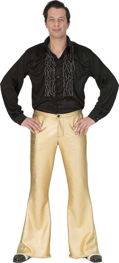 Glitter & Glamour Kostuum | Glanzend Gouden Disco Godheid Broek Man | Maat 56-58 | Carnaval kostuum | Verkleedkleding