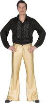 Funny Fashion - Glitter & Glamour Kostuum - Glanzend Gouden Disco Godheid Broek Man - Goud - Maat 52-54 - Carnavalskleding - Verkleedkleding