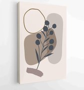 Canvas schilderij - Foliage line art drawing with abstract shape. Abstract Plant Art design for print, cover, wallpaper, Minimal and natural wall art. 4 -    – 1810924384 - 50*40 V