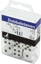 dobbelstenen 16 x 16 x 16 mm zwart/wit 6 stuks