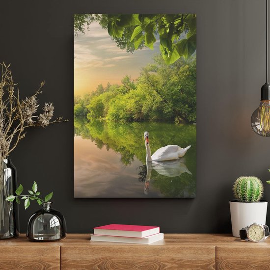Artaza Peinture sur Toile Cygne sur l' Water dans la Forêt - 20x30 - Klein - Photo sur Toile - Impression sur Toile