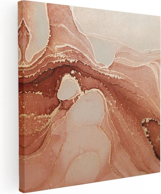 Artaza Canvas Schilderij Abstracte Kunst in het Roze Marmer - 60x60 - Foto Op Canvas - Canvas Print
