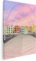 Artaza Canvas Schilderij Willemstad Gekleurde Huisjes in Curaçao  - 30x40 - Klein - Foto Op Canvas - Canvas Print