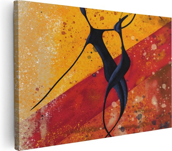 Artaza Canvas Schilderij Abstracte Kunst - Dansend Afrikaans Paar - 120x80 - Groot - Foto Op Canvas - Wanddecoratie Woonkamer