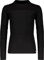 NoBell meiden rib shirt met knopen Karen Jet Black