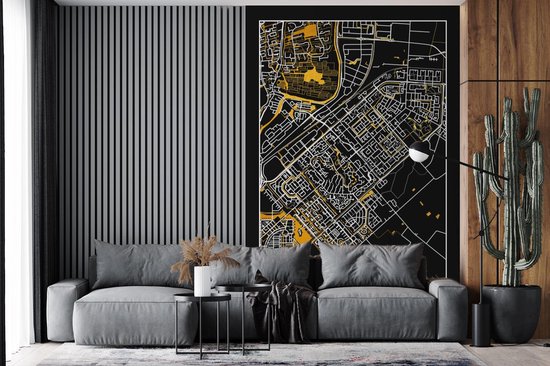 Papier peint - Papier peint photo Plan d'étage - Heerhugowaard - Or - Zwart - Largeur 145 cm x hauteur 220 cm