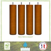 Set van 4 kersenkleurige cilindervormige bedpoten - Ø 6,4 cm - H 24,5 cm