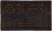 Relaxdays deurmat uilen - rubber - 45 x 75 cm - voetmat - binnen & buiten - inloopmat - bruin