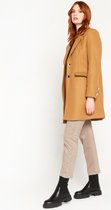 LOLALIZA Halflange jas met kraag - Camel - Maat XL