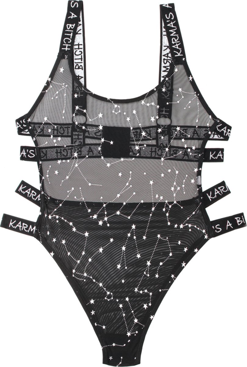 Vibes Body Met Zodiac Print - Zwart/Metallic