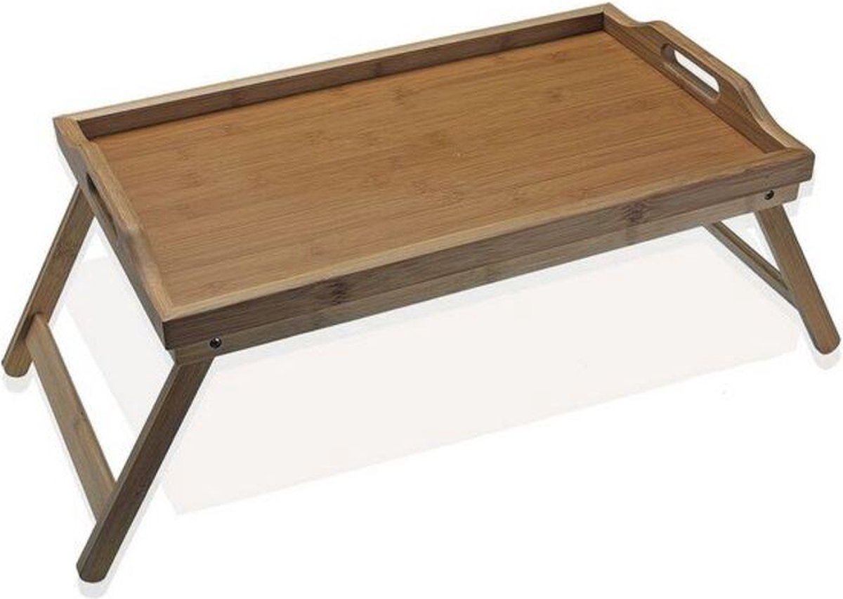 Bed Tafel – Opvouwbaar Dienblad Rechthoekig – Bamboe Hout – 50 x 30 x 23 cm