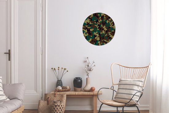 Motif camouflage aux couleurs naturelles Assiette en plastique cercle mural  Wall 30 cm