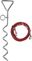 ProPlus Aanlegspiraal - Hondenpen met Handvat, Ring en 4.5 meter Kabel - Lengte 40 cm