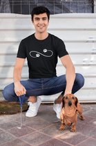 Infinity Paw Print T-Shirt, Schattige Hond Paw T-Shirt, Cadeau Voor Hondenliefhebber, Hondenbezitters Tee, Unisex Zachte Stijl T-Shirt, D001-028B, M, Zwart