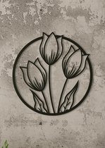 Wanddecoratie | Tulpen rond frame - XL (77x80cm)