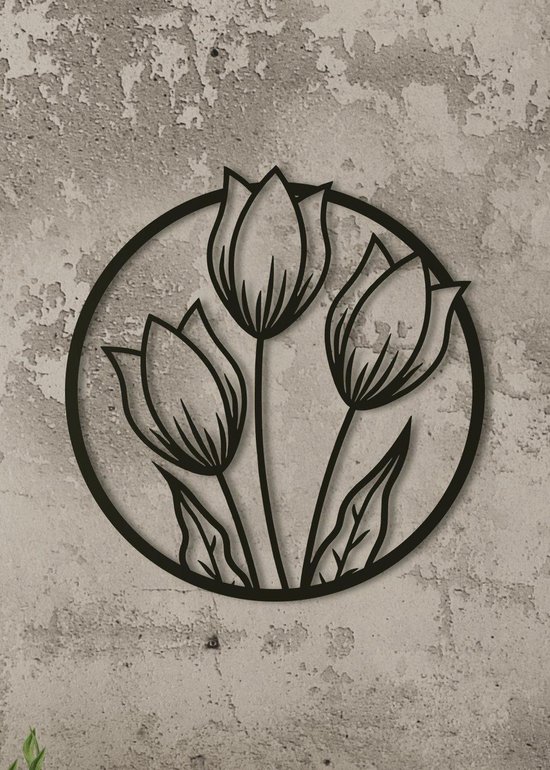 Décoration murale | Cadre rond tulipes