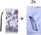 Oppo A15 Bookcase hoesje met print - Air Balloon met 2 stuks Glas Screen protector