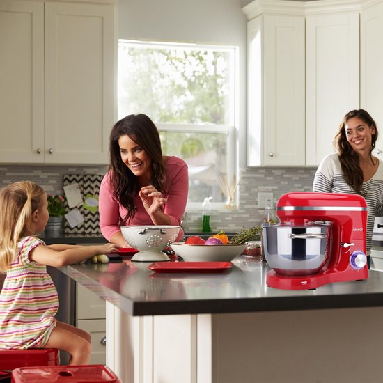 AREBOS Keukenmachine - 1500W - Keukenrobot - 6L - Keukenmixer - Foodprocessor - Roestvrij Stalen Mengkom - 6 Snelheden - Rood van AREBOS — afbeelding 5