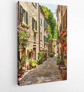 Onlinecanvas - Schilderij - Smalle Straat In De Oude Stad In Italië Art Verticaal Vertical - Multicolor - 40 X 30 Cm