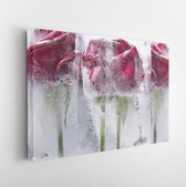 Onlinecanvas - Schilderij - Frozen Roses Art Horizontaal Horizontal - Multicolor - 115 X 75 Cm