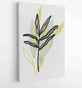 Earth tone boho gebladerte lijntekeningen tekenen met abstracte vorm. Abstract Plant Art-ontwerp voor print, omslag, behang, minimale en natuurlijke kunst aan de muur. 1 - Moderne