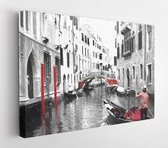 Onlinecanvas - Schilderij - Gondels In Venetië. Digitale In Tekening. Schetsstijl. Moderne Horizontaal Horizontal - Multicolor - 115 X 75 Cm