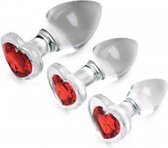 Red Heart Gem Anaalplug Set Van Glas