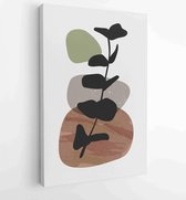 Gebladerte lijntekeningen met abstracte vorm. Abstract Plant Art-ontwerp voor print, omslag, behang, minimale en natuurlijke kunst aan de muur. 3 - Moderne schilderijen – Verticaal