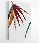 Gebladerte lijntekeningen met abstracte vorm. Abstract Plant Art-ontwerp voor print, omslag, behang, minimale en natuurlijke kunst aan de muur. 1 - Moderne schilderijen – Verticaal