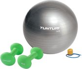 Tunturi - Fitness Set - Neopreen Dumbbellset 2 x 4 kg  - Gymball Zilver 75 cm