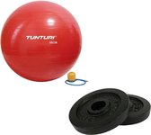 Tunturi - Fitness Set - Halterschijven 2 x 1,25 kg - Gymball Rood 55 cm