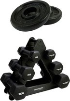 Tunturi - Fitness Set - Dumbbell Opbergrek incl 2x 1 t/m 3 dumbbells  - Halterschijven 2 x 0,5 kg