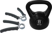 Tunturi - Fitness Set - Knijphalters 2 stuks - Kettlebell 8 kg