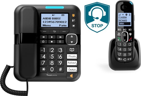 Amplicomms BT1580 Combo bureau en draadloos telefoon groot lcd display foto 6