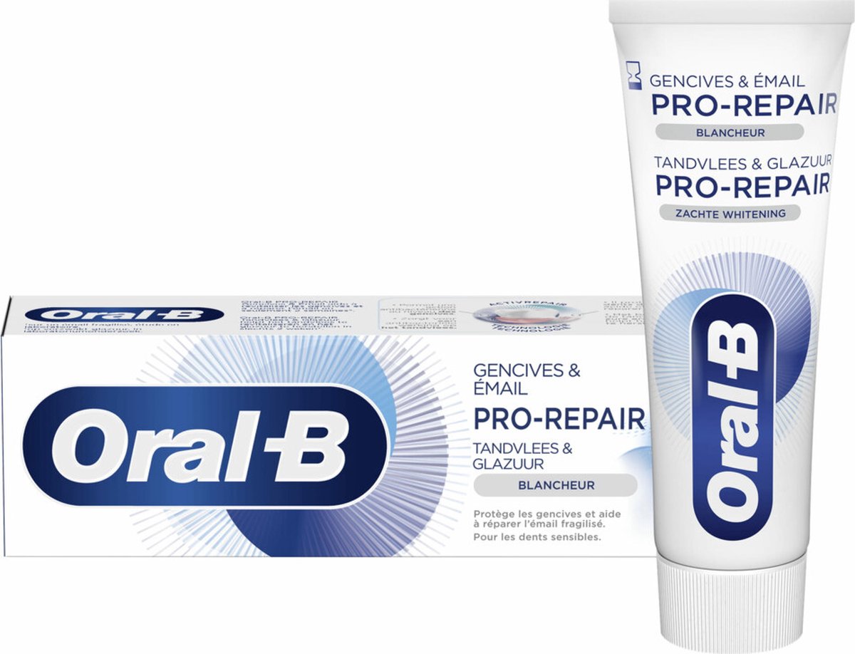 3x Oral-B Tandpasta Pro-Repair Tandvlees & Glazuur Zachte Whitening 75 ml