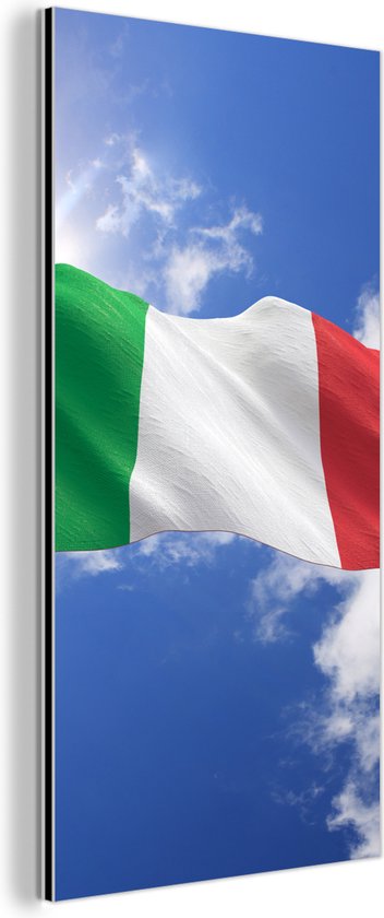 Décoration murale Métal - Peinture Aluminium Industriel - Le drapeau de l'Italie agitant dans les airs - 80x160 cm - Dibond - Photo sur aluminium - Décoration murale industrielle - Pour le salon/chambre