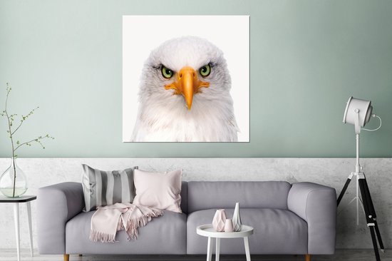 Décoration murale Métal - Peinture Aluminium Industriel - Garçons - Aigle - Pygargue à tête blanche - Vogel - Portrait - Bec - Yeux - 90x90 cm - Dibond - Photo sur aluminium - Décoration murale industrielle - Pour le salon/chambre
