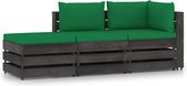 Decoways - 3-delige Loungeset met kussens grijs geïmpregneerd hout