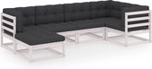 Decoways - 6-delige Loungeset met kussens massief grenenhout