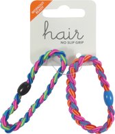 Haarelastiek/armbandje Gevlochten Multikleur - Zwart/Blauw Kraaltje - 2 stuks