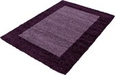 Tapijtenloods Basic Shaggy Kader vloerkleed Paars Hoogpolig- 120x170 CM