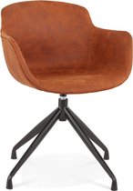 Alterego Design stoel met armleuningen 'SOUND' van bruine microvezel