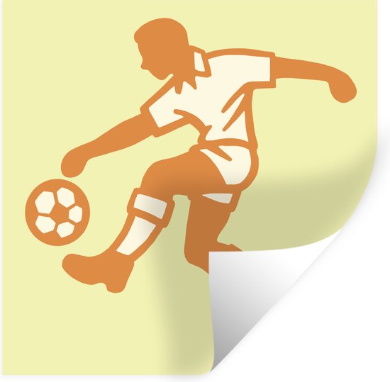 Muurstickers - Sticker Folie - Een illustratie van een persoon die de voetbal aanneemt - Jongens - Meisjes - Kinderen - 100x100 cm - Plakfolie - Muurstickers Kinderkamer - Zelfklevend Behang XXL - Zelfklevend behangpapier - Stickerfolie