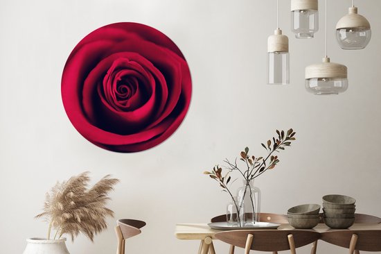 WallCircle - Cercle mural - Cercle mural - Roses - Rouge - Détail - Aluminium - Dibond - 90x90 cm - Intérieur et Extérieur