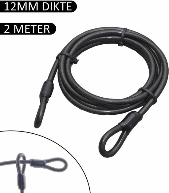 Stahlex Staalkabel met lussen - 2 meter - 12 mm - Geplastificeerd - Diefstalpreventie van Stahlex — afbeelding 3