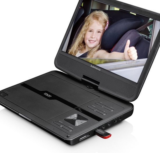 Lenco DVP-1010BK - Portable 10" DVD-speler met USB-hoofdtelefoon-ophangbeugel van Lenco — afbeelding 4