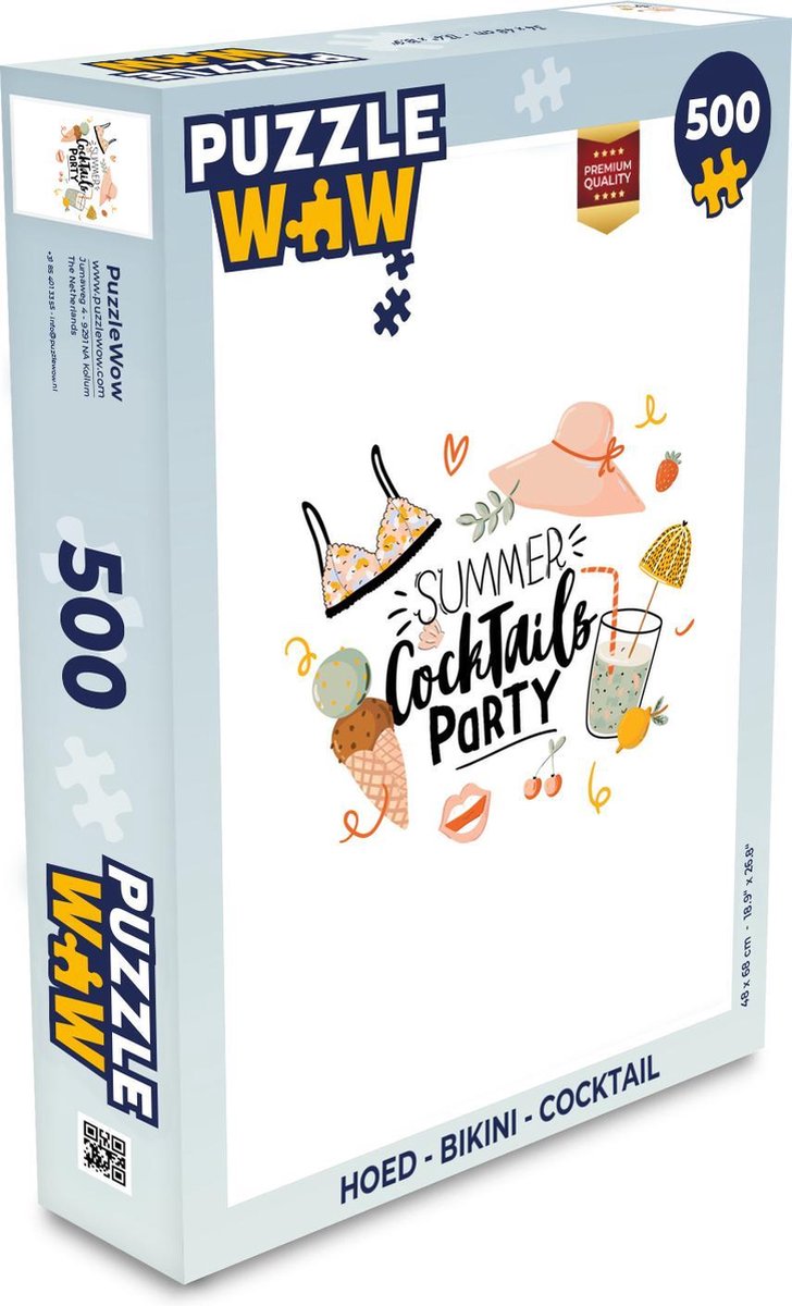 Afbeelding van product PuzzleWow  Puzzel Hoed - Bikini - Cocktail - Legpuzzel - Puzzel 500 stukjes