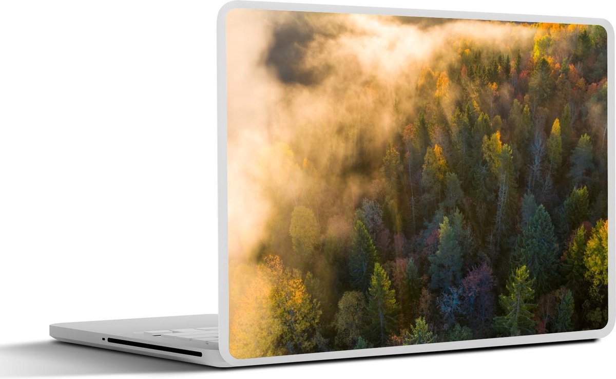 Laptop sticker - 11.6 inch - Bos - Mist - Zonsondergang - 30x21cm - Laptopstickers - Laptop skin - Cover