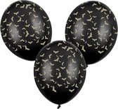 Set van 24x stuks Halloween ballonnen met print zwart 30 cm - Halloween feestversiering/decoratie